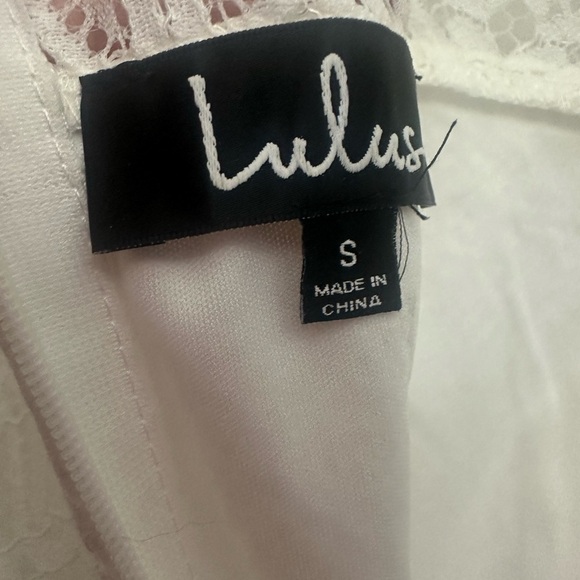 Lulus Remarkable White Sheer Lace Short Sleeve Mini Dress Size Small Bridal NWT - Picture 5 of 6